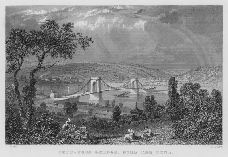 Scotswood Bridge, Tynen yli (kaiverrus) tekijältä Thomas (after) Allom