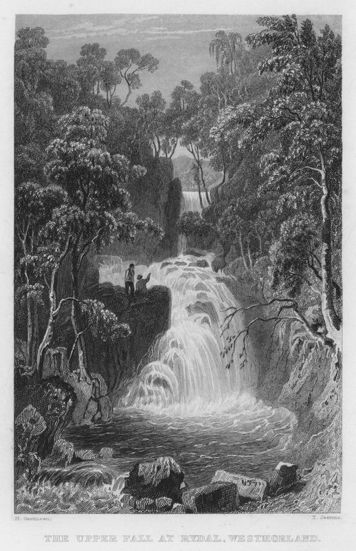 The Upper Fall Rydalissa, Westmorlandissa (kaiverrus) tekijältä Thomas (after) Allom