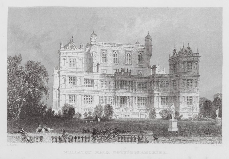 Wollaton Hall, Nottinghamshire (kaiverrus) tekijältä Thomas (after) Allom
