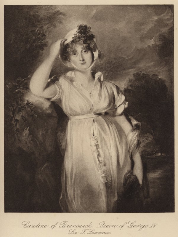 Caroline of Brunswick, kuningas Yrjö IV:n kuningatar (kaiverrus) tekijältä Thomas (after) Lawrence