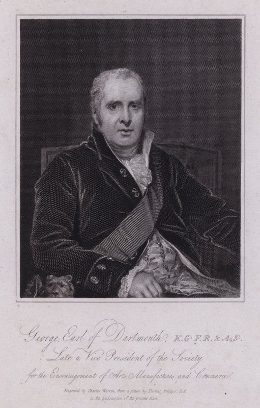 George Legge, 3. Earl of Dartmouth, brittiläinen poliitikko ja kansanedustaja (kaiverrus) tekijältä Thomas (after) Phillips