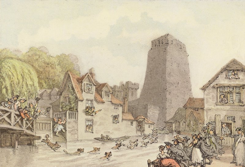 Ankanmetsästys (väri litho) tekijältä Thomas (after) Rowlandson