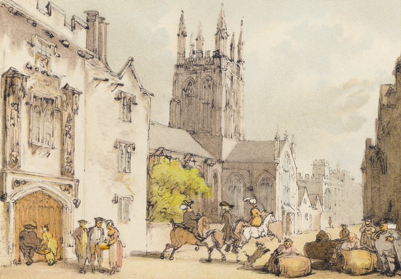 Merton College (väri litho) tekijältä Thomas (after) Rowlandson
