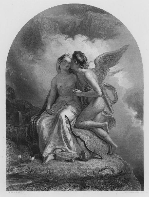 Cupid and Psyche, kuvasta Royal Collectionissa (kaiverrus) tekijältä Thomas (after) Uwins