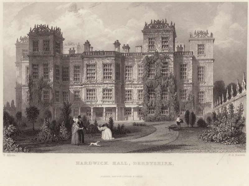 Hardwick Hall Derbyshiressä tekijältä Thomas Allom