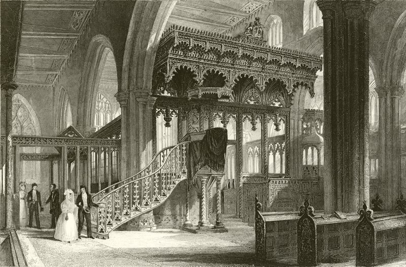 Seftonin kirkko, Lancashire tekijältä Thomas Allom