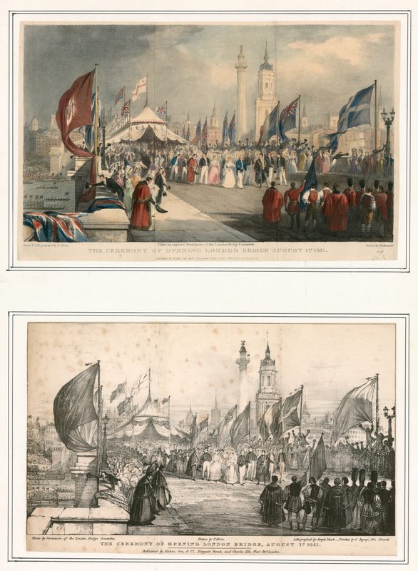 London Bridgen avajaisseremonia 1. elokuuta 1831 tekijältä Thomas Allom