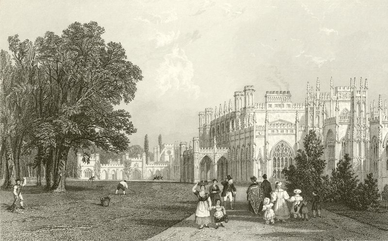 Eaton Hallin länsirintama, Cheshire tekijältä Thomas Allom