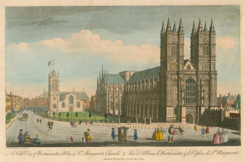 Etelänäkymä Westminster Abbeystä ja St Margaret