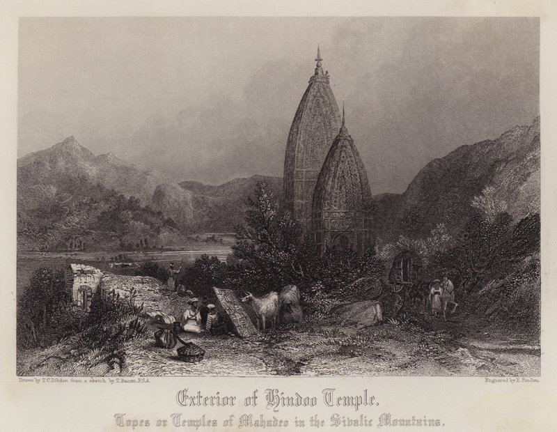 Hindoo-temppelin ulkopuoli (väri litho) tekijältä Thomas Colman (after) Dibdin