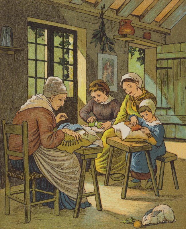 Caen: The Lacemakers (väri litho) tekijältä Thomas Crane