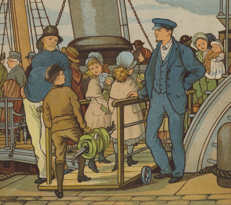 Folkestone: menossa laivaan (väri litho) tekijältä Thomas Crane