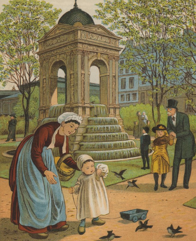 Pariisi: Fontaine des Innocents (väri litho) tekijältä Thomas Crane