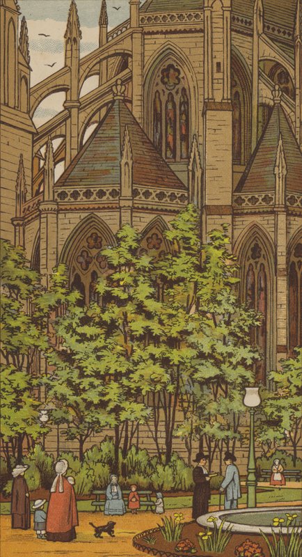 Rouen: St Ouenin kirkko (väri litho) tekijältä Thomas Crane