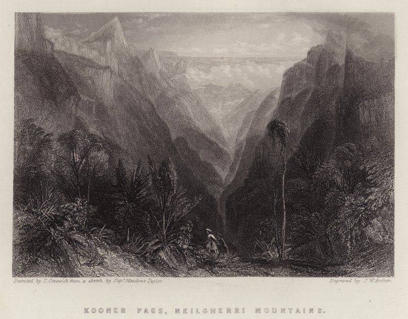 Kooner Pass, Neilgherri Mountains (väri litho) tekijältä Thomas Creswick