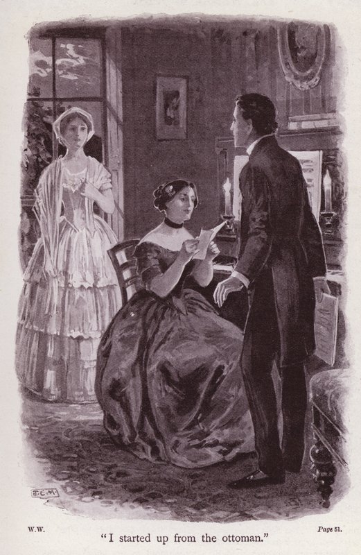 Kuvitus Wilkie Collinsin teokselle The Woman In White (litho) tekijältä Thomas Eyre Macklin