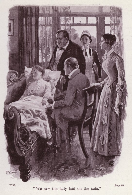 Kuvitus Wilkie Collinsin teokselle The Woman In White (litho) tekijältä Thomas Eyre Macklin