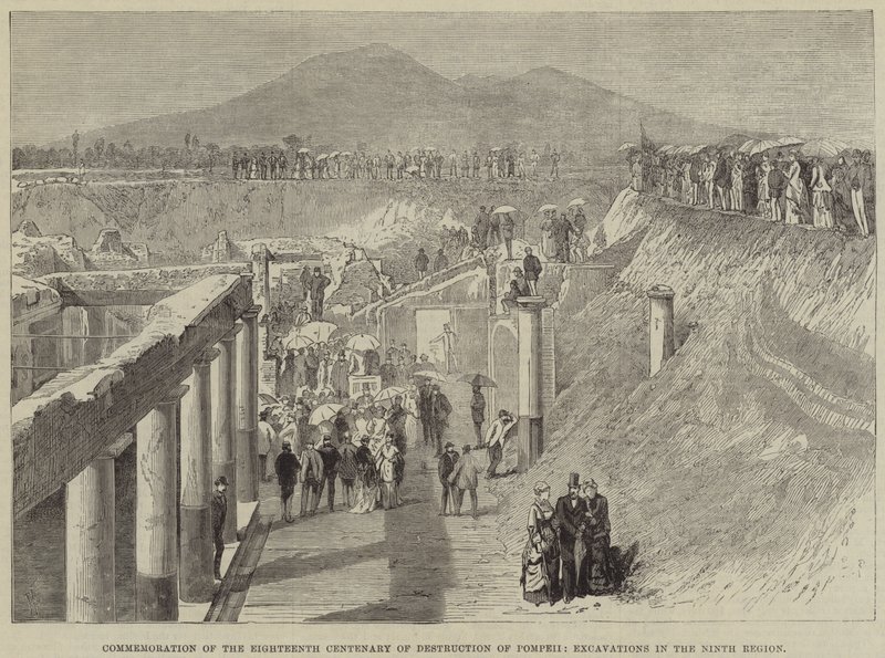 Pompejin tuhon 1800-vuotispäivän muisto, kaivaukset yhdeksännellä alueella tekijältä Thomas Harrington Wilson