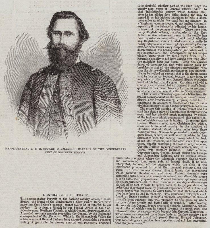 Kenraalimajuri J E B Stuart, Pohjois-Virginian konfederaation armeijan ratsuväen komentaja tekijältä Thomas Harrington Wilson