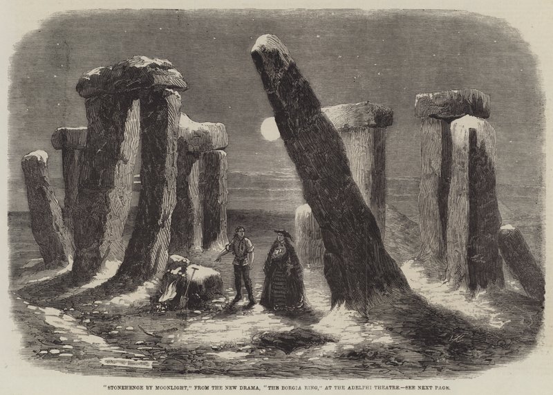 Stonehenge by Moonlight, uudesta draamasta, Borgia Ringistä, Adelphi-teatterissa tekijältä Thomas Harrington Wilson