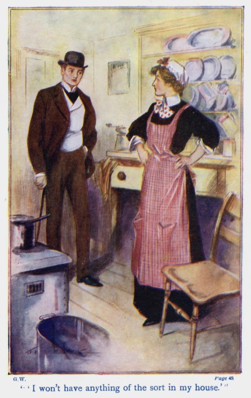 Kuvitus Louisa M Alcottin kirjaan Good Wives (värilitografia). tekijältä Thomas Heath Robinson