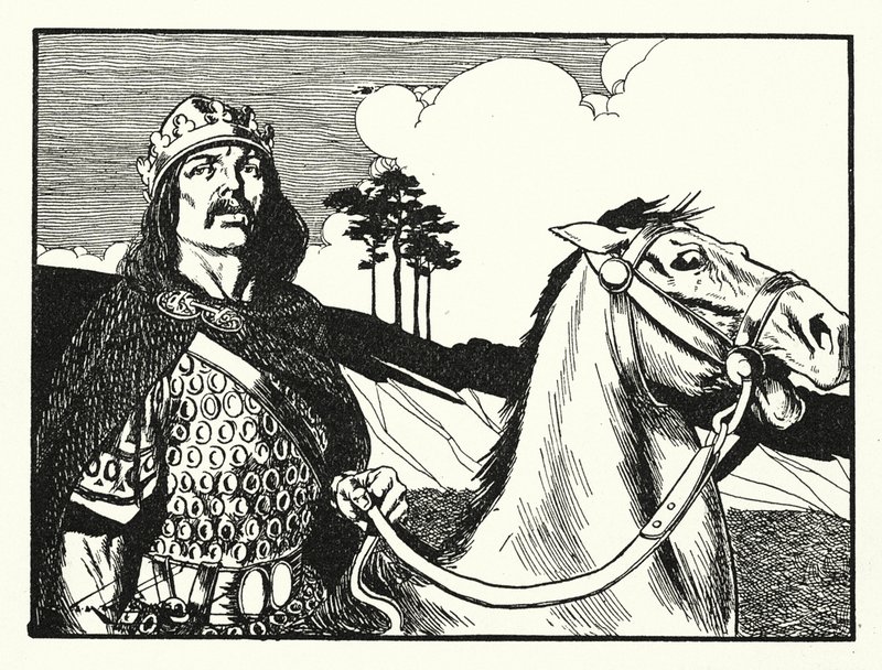 Kuningas Alfred (litografia) tekijältä Thomas Heath Robinson