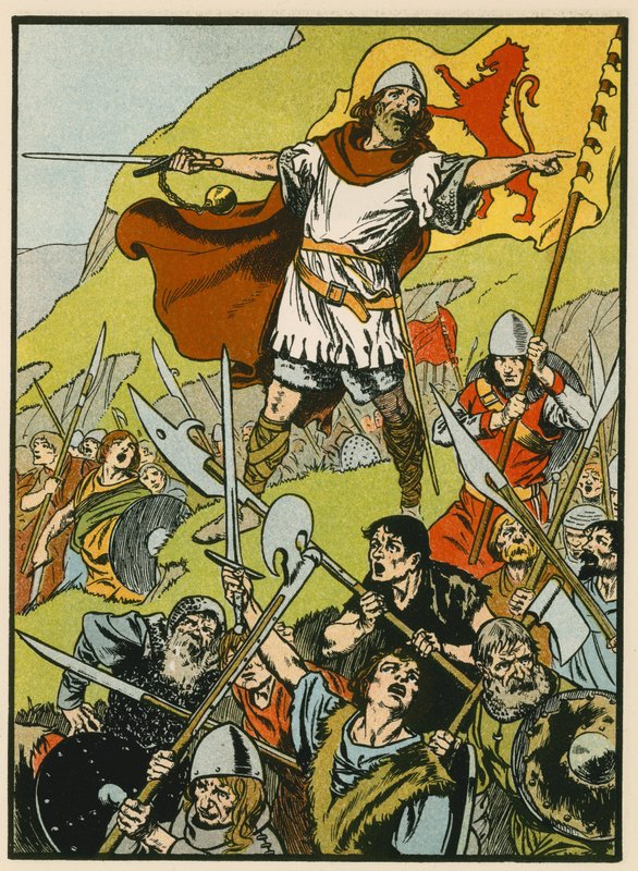 Wallace ohjaa sotilaitaan (värilitografia) tekijältä Thomas Heath Robinson