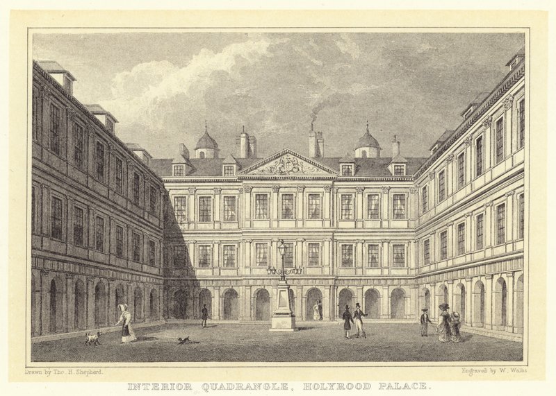 Interior Quadrangle, Holyrood Palace (kaiverrus) tekijältä Thomas Hosmer (after) Shepherd