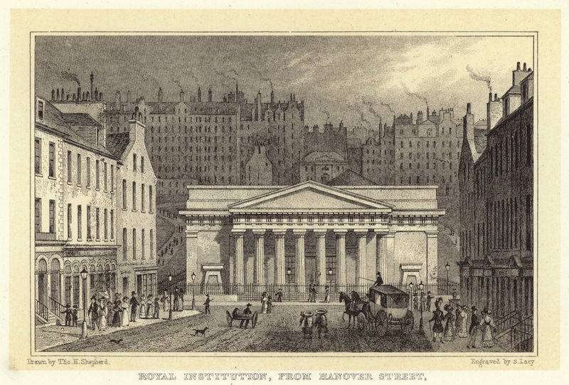 Royal Institution, Hanover Streetiltä (kaiverrus) tekijältä Thomas Hosmer (after) Shepherd