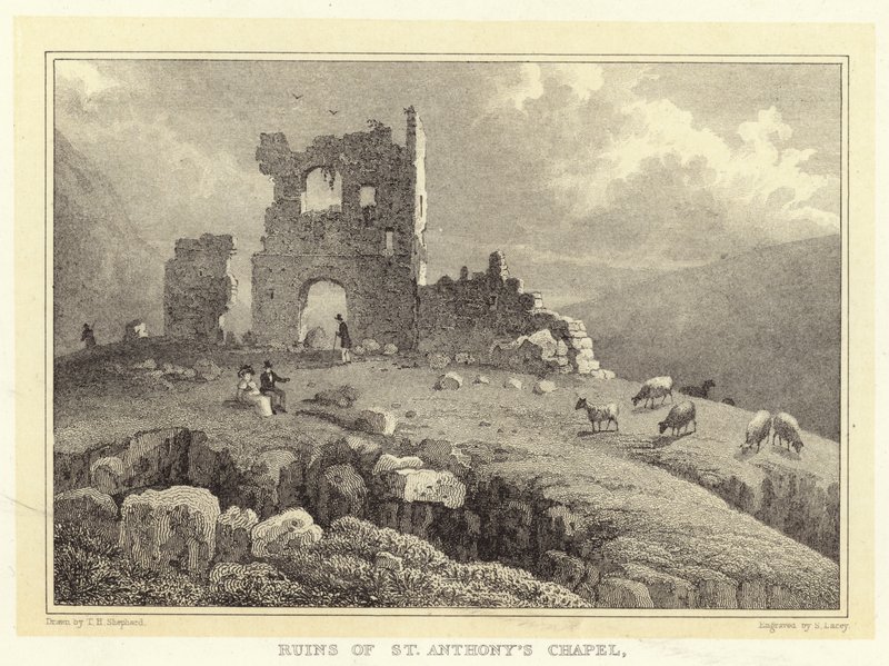 Pyhän Antoniuksen kappelin rauniot (kaiverrus) tekijältä Thomas Hosmer (after) Shepherd