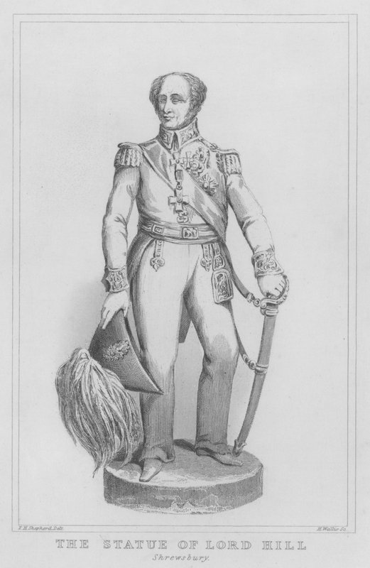 Lord Hillin patsas, Shrewsbury (kaiverrus) tekijältä Thomas Hosmer (after) Shepherd