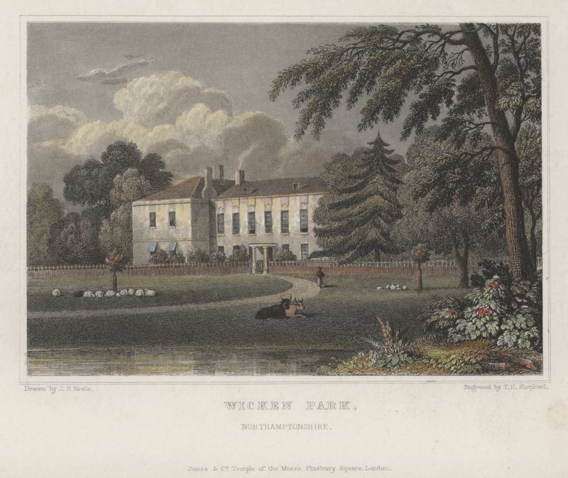 Wicken Park, Northamptonshire (värillinen kaiverrus) tekijältä Thomas Hosmer (after) Shepherd