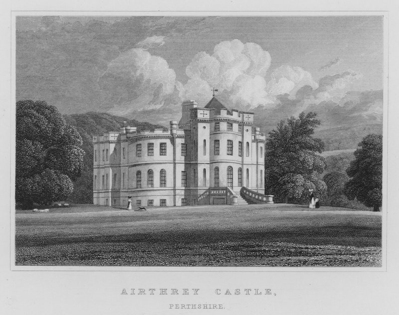 Airthreyn linna, Perthshire (kaiverrus) tekijältä Thomas Hosmer Shepherd