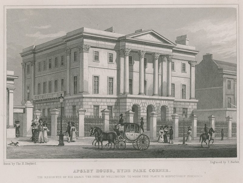 Apsley House, Hyde Park Corner, Lontoo, Wellingtonin herttuan asuinpaikka tekijältä Thomas Hosmer Shepherd