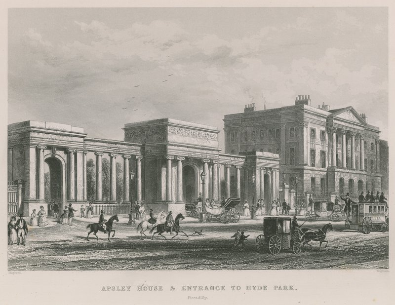 Apsley House ja sisäänkäynti Hyde Parkiin tekijältä Thomas Hosmer Shepherd