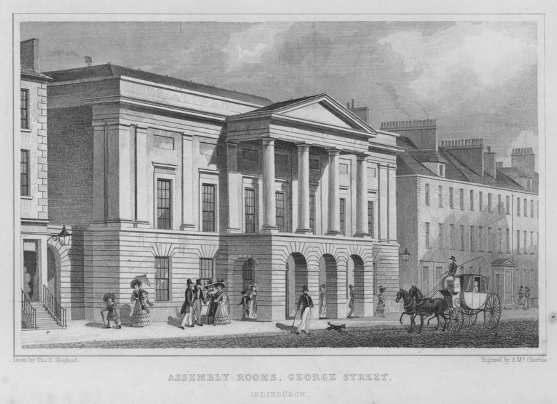 Assembly Rooms, George Street, Edinburgh (kaiverrus) tekijältä Thomas Hosmer Shepherd