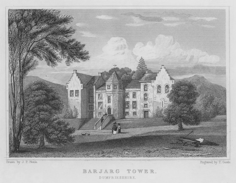 Barjarg Tower, Dumfriesshire (kaiverrus) tekijältä Thomas Hosmer Shepherd