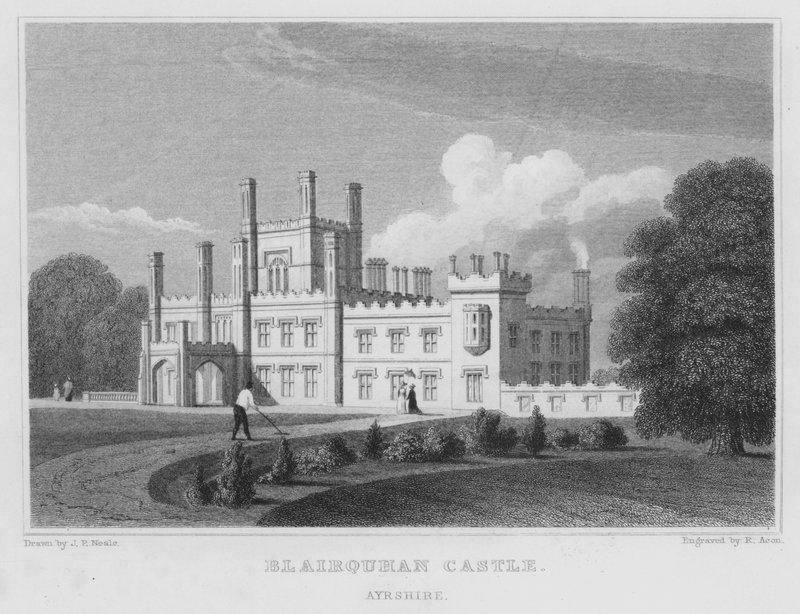 Blairquhanin linna, Ayrshire (kaiverrus) tekijältä Thomas Hosmer Shepherd