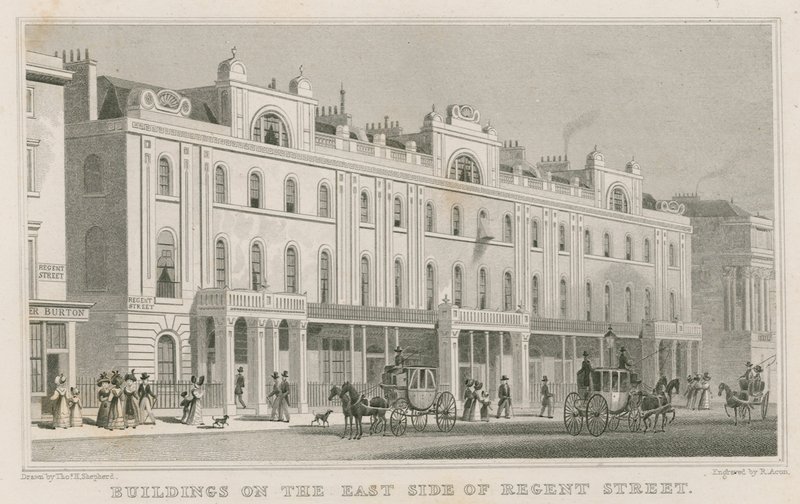 Rakennukset Regent Streetin itäpuolella Lontoossa tekijältä Thomas Hosmer Shepherd
