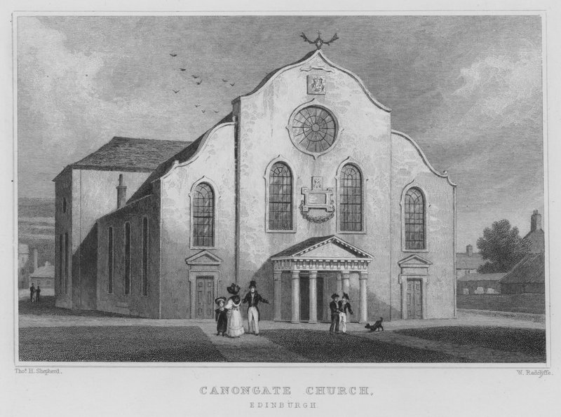 Canongate Church, Edinburgh (kaiverrus) tekijältä Thomas Hosmer Shepherd