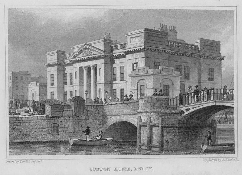 Custom House, Leith (kaiverrus) tekijältä Thomas Hosmer Shepherd