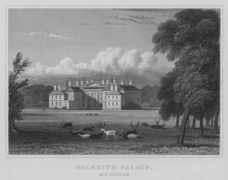 Dalkeith Palace, Mid Lothian (kaiverrus) tekijältä Thomas Hosmer Shepherd