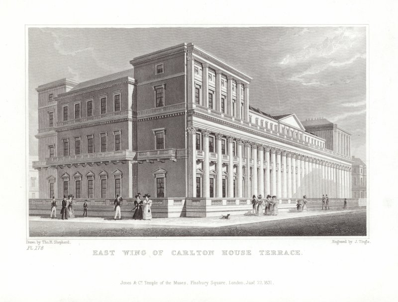 Carlton House Terracen itäsiipi tekijältä Thomas Hosmer Shepherd