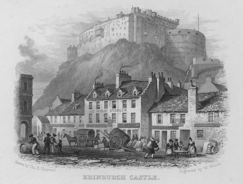 Edinburghin linna (kaiverrus) tekijältä Thomas Hosmer Shepherd