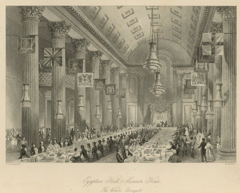 Egyptian Hall, Mansion House tekijältä Thomas Hosmer Shepherd
