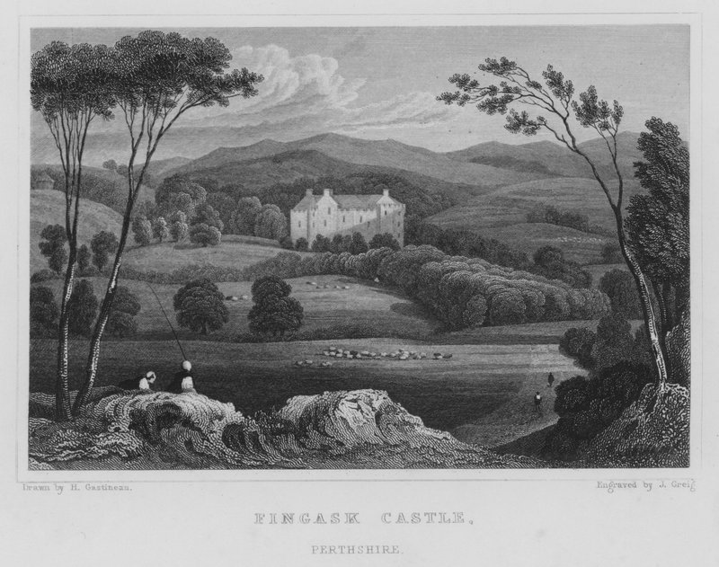 Fingaskin linna, Perthshire (kaiverrus) tekijältä Thomas Hosmer Shepherd