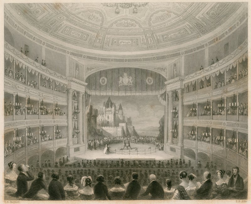 Lontoon Drury Lane -teatterin sisäkuva tekijältä Thomas Hosmer Shepherd