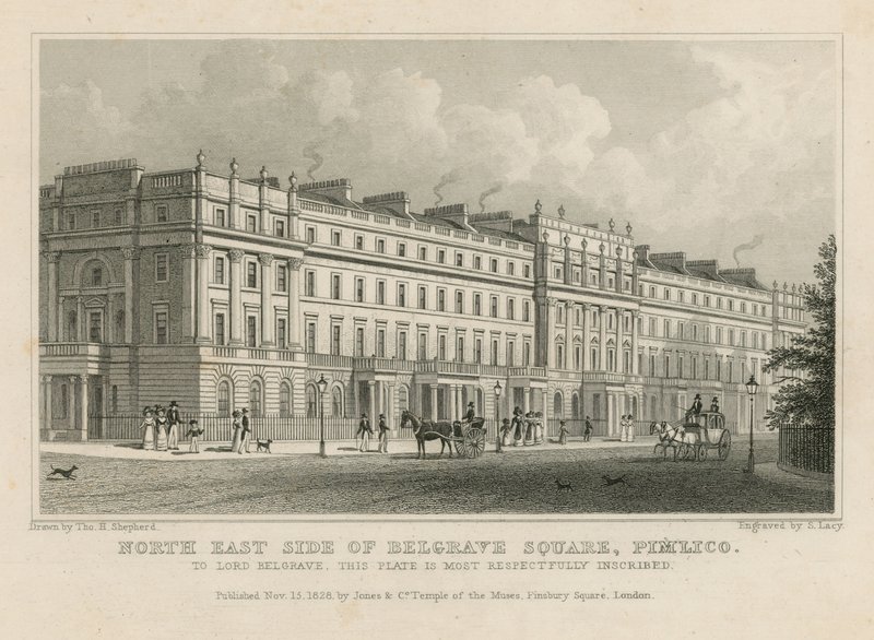 Belgrave Squaren koillispuoli, Pimlico tekijältä Thomas Hosmer Shepherd