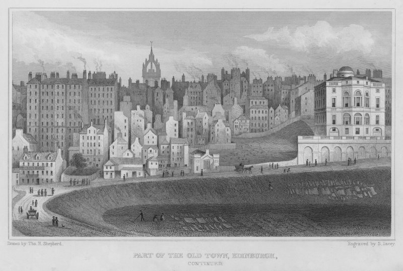 Osa vanhaa kaupunkia, Edinburgh (kaiverrus) tekijältä Thomas Hosmer Shepherd