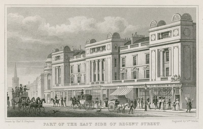 Osa Regent Streetin itäpuolta, Lontoo tekijältä Thomas Hosmer Shepherd
